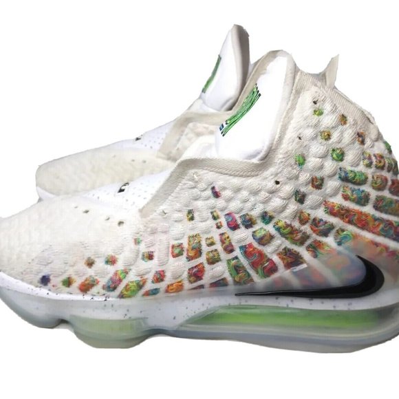 Nike LeBron 17 Air Command Force Shoes Mens Size 8.5 Sneakers White Multicolor - Picture 1 of 12